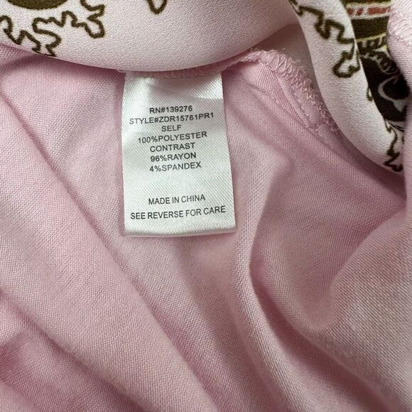 DR2 Women's Size L Mandala Print Short Sleeve Top Pink Bohemian Rolled Sleeve - Picture 6 of 9